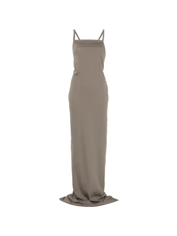 grey spaghetti strap maxi dress Rick Owens Temple Gown Spaghetti-strap Maxi Dress