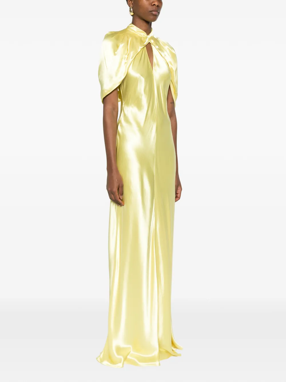 Alberta Ferretti Maxi-jurk met ruches Geel
