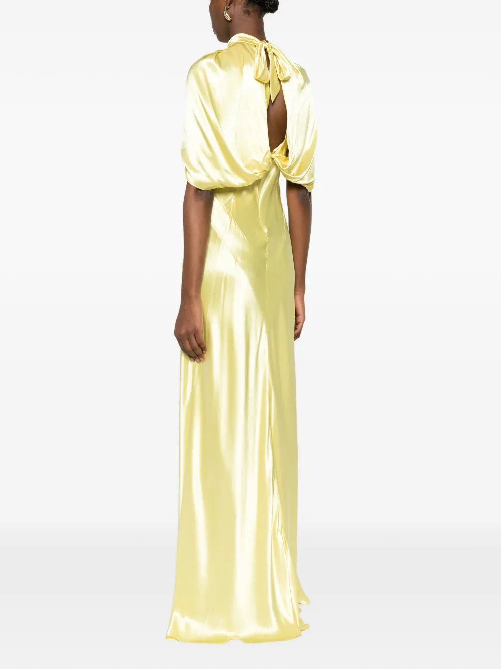 Alberta Ferretti Maxi-jurk met ruches Geel