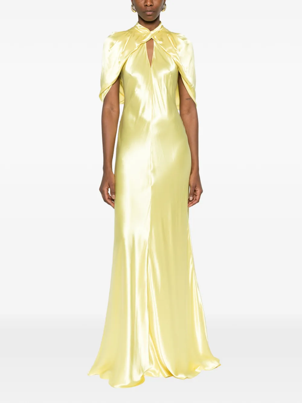 Alberta Ferretti Maxi-jurk met ruches Geel