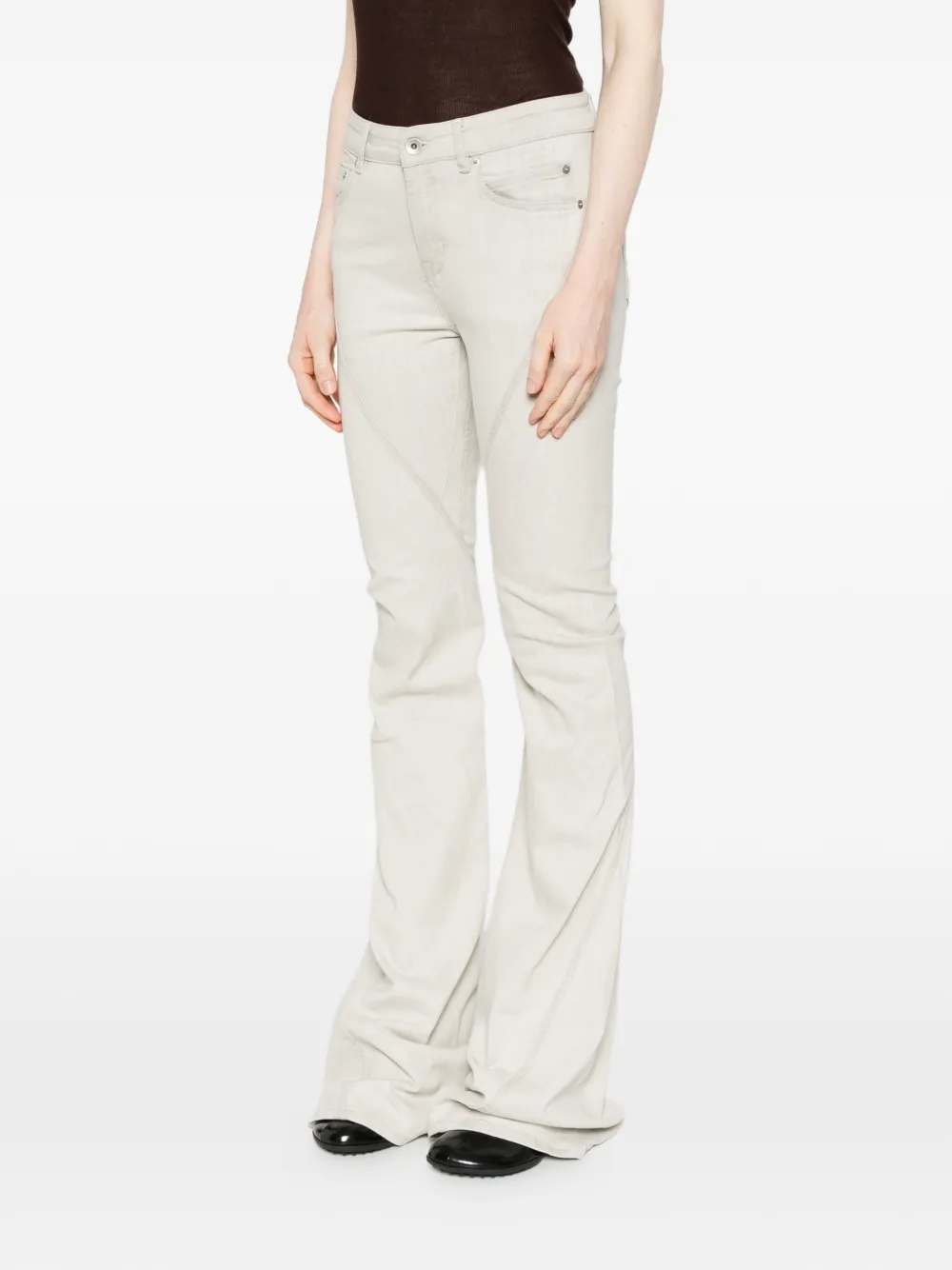  Rick Owens Drkshdw Bias Zip-up Flared Jeans - Neutrals 