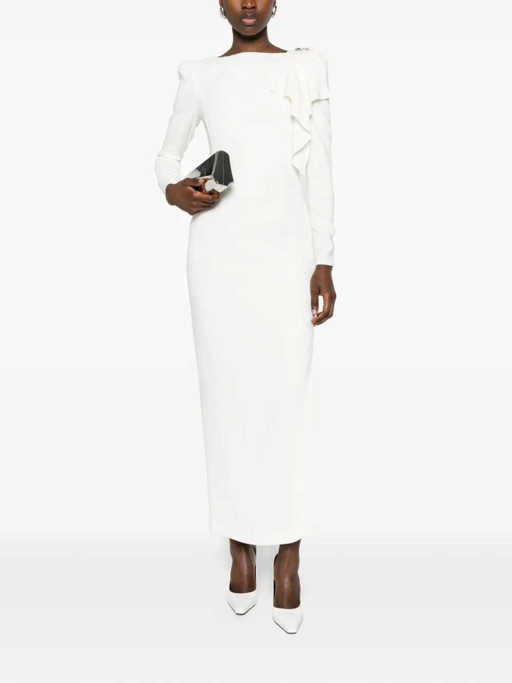 Ruffled Embellished Midi Dress