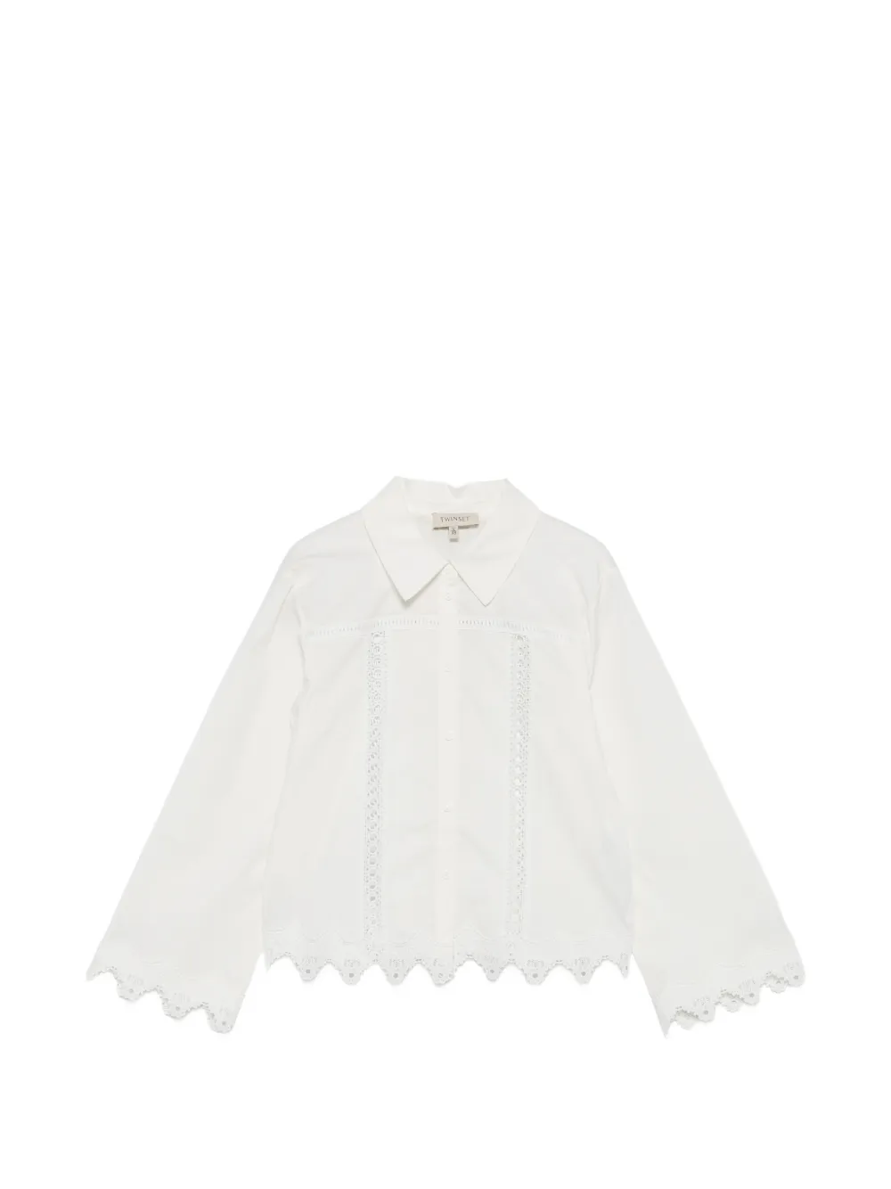 TWINSET Kids lace-trim shirt - Toni neutri