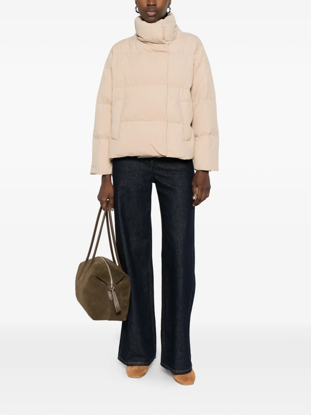  Weekend Max Mara Kaiser Funnel-neck Quilted Jacket - Neutrals 