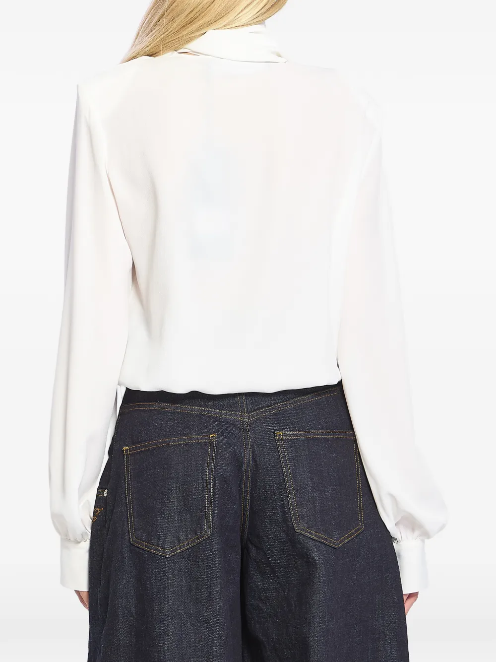 Federica Tosi Wikkelblouse met gestrikte hals Wit