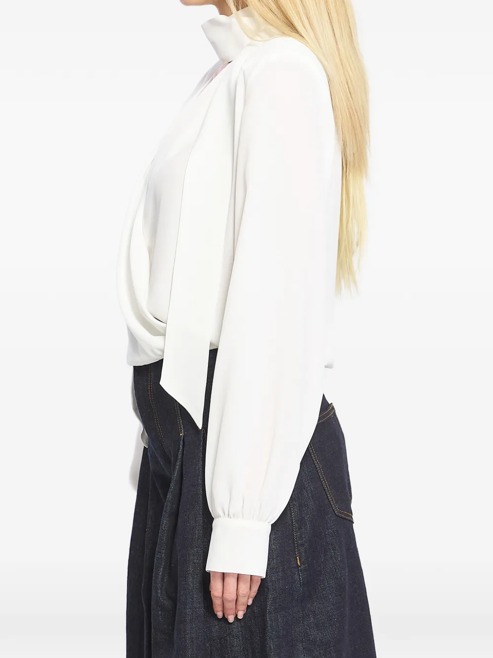 Federica Tosi Wikkelblouse met gestrikte hals Wit