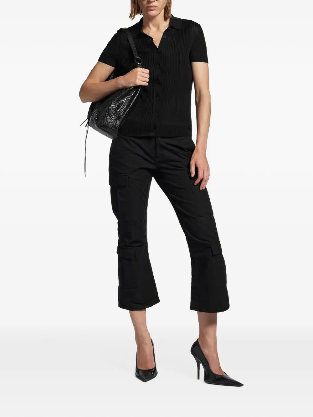 Balenciaga blouse met borduurwerk en korte mouwen Zwart