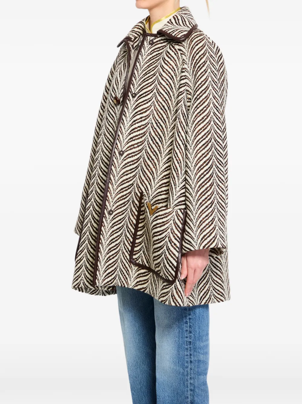  Valentino Garavani Patterned Button Coat - Neutrals 