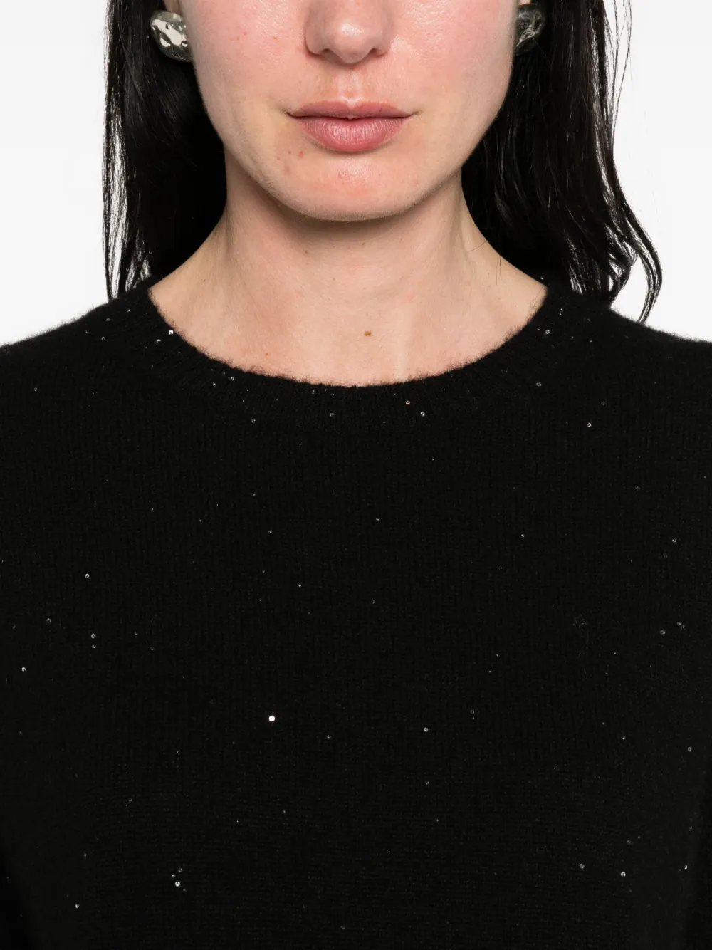 Allude T-shirt met ronde hals Zwart