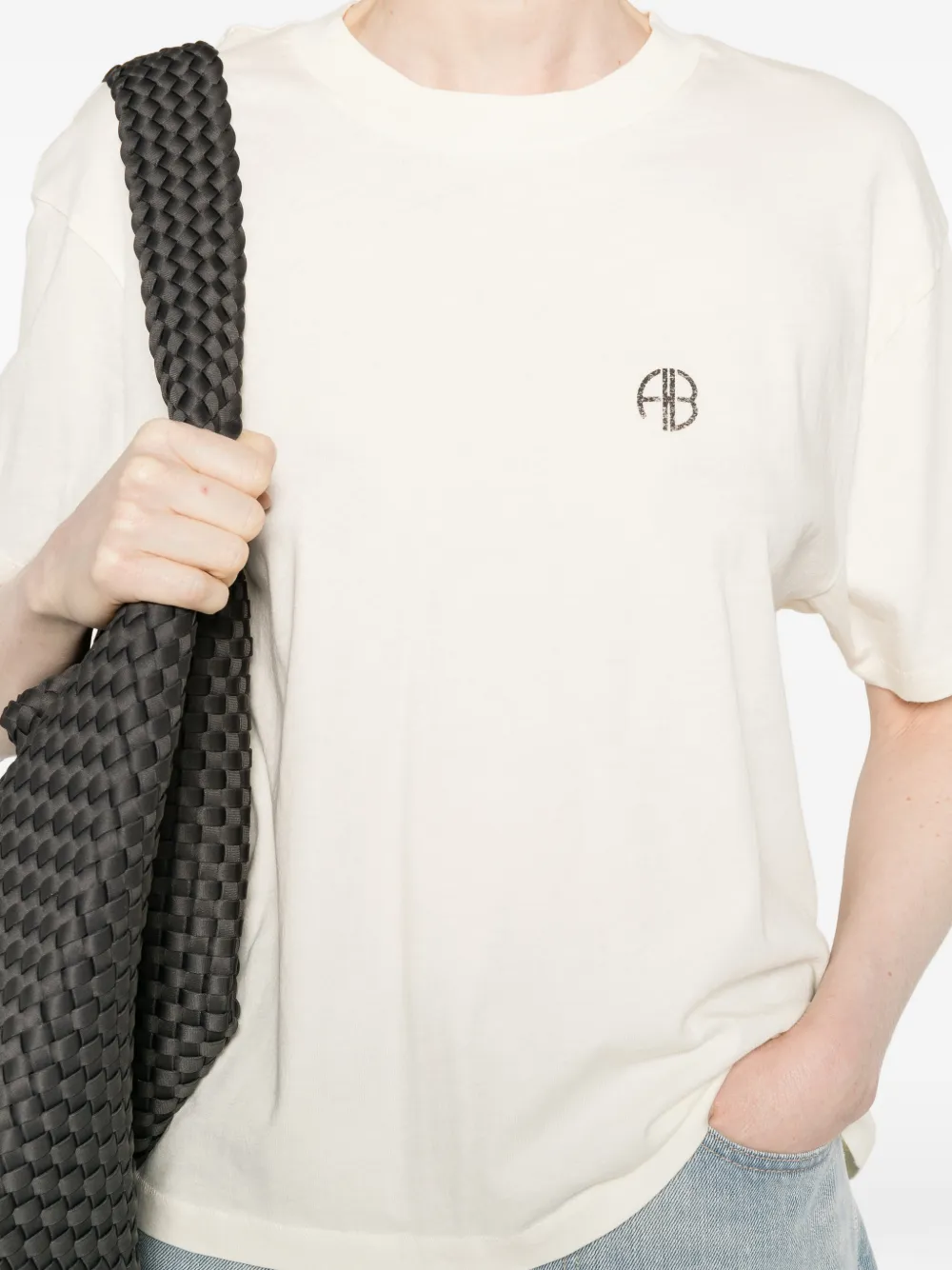 ANINE BING T-shirt met logoprint Beige