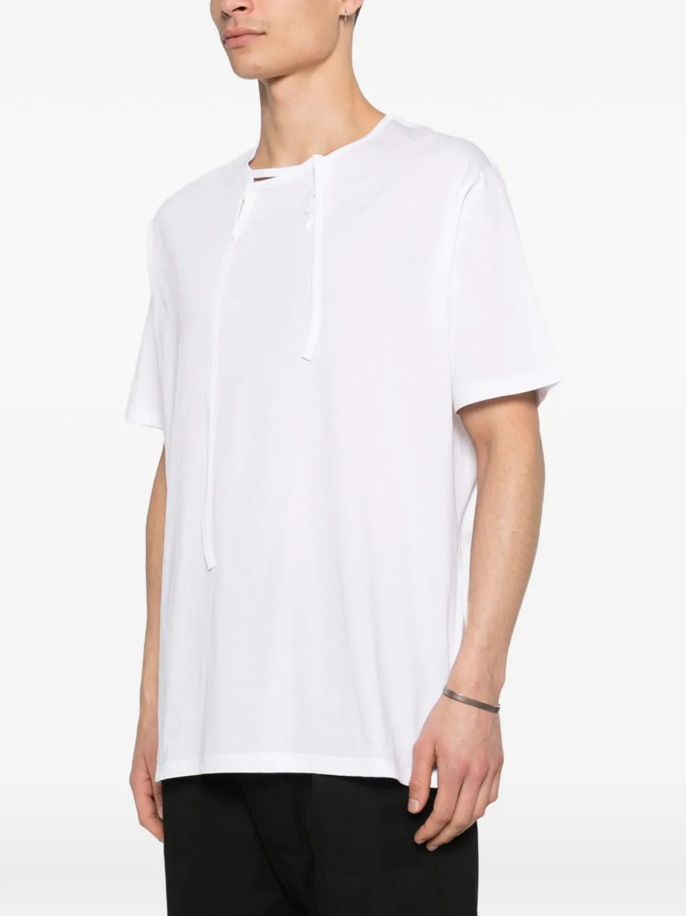 Yohji Yamamoto T-shirt met strikdetail Wit