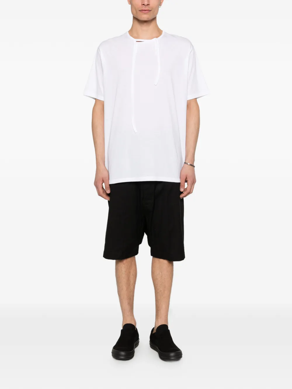 Yohji Yamamoto T-shirt met strikdetail Wit