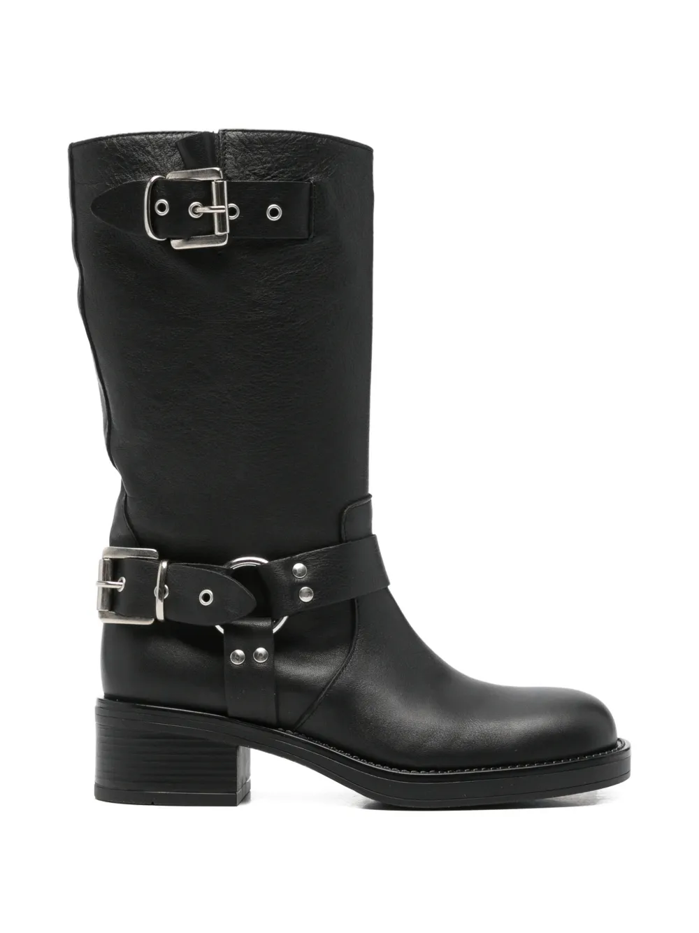 Gisel Moire Chester buckled biker boots - Nero