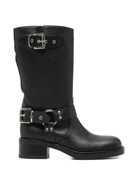 Gisel Moire Chester buckled biker boots