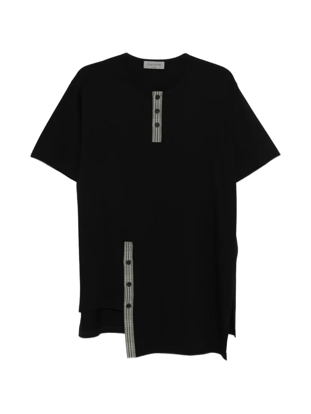 Yohji Yamamoto button asymmetric T-shirt – Black