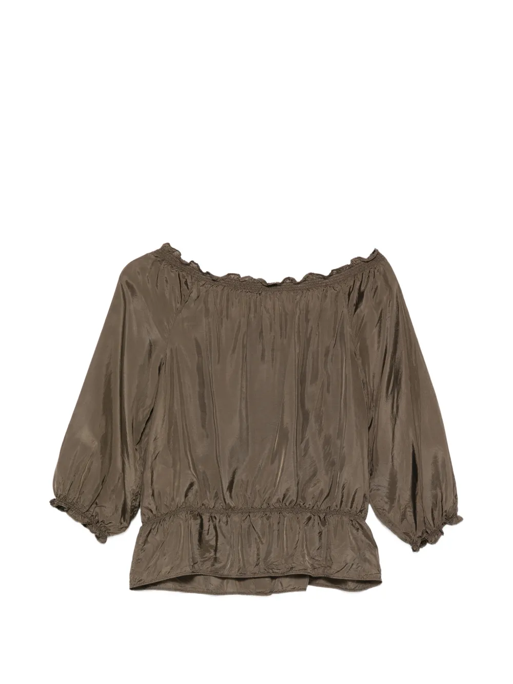 ASPESI Top met ruches en knoop Groen