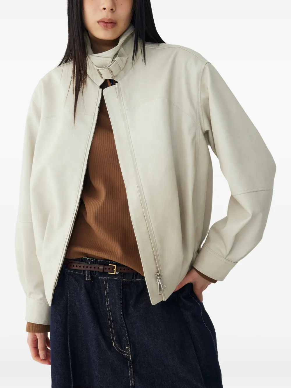  Tomboy Faux-leather Jacket - Neutrals 