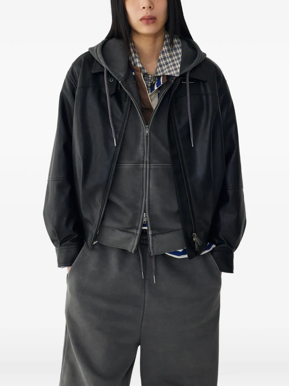  Tomboy Faux-leather Jacket - Black 