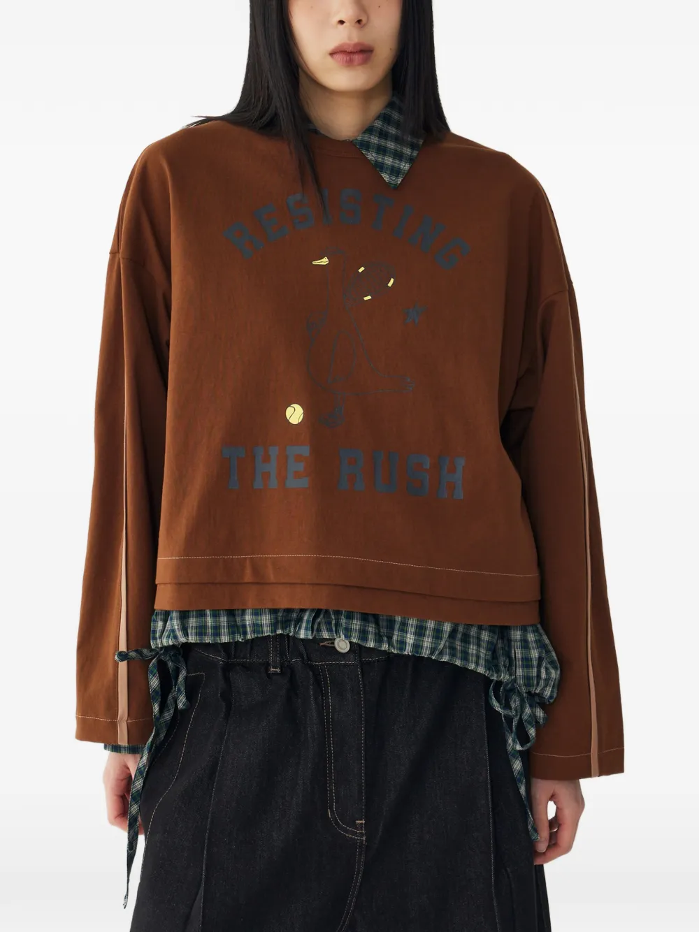  Tomboy Duck-print Sweatshirt - Brown 