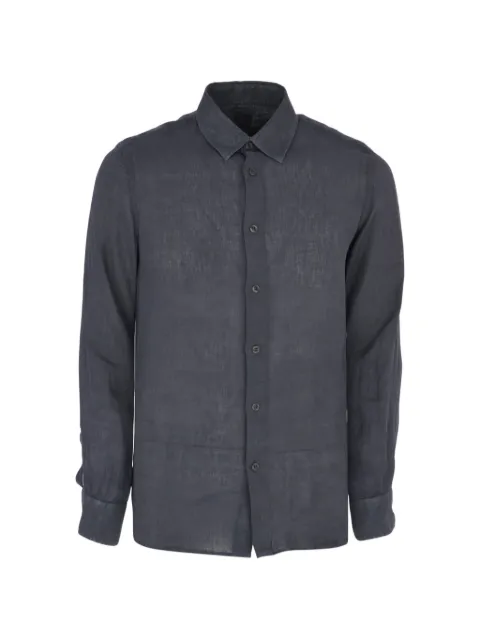 120% Lino long-sleeve contemporary fit shirt