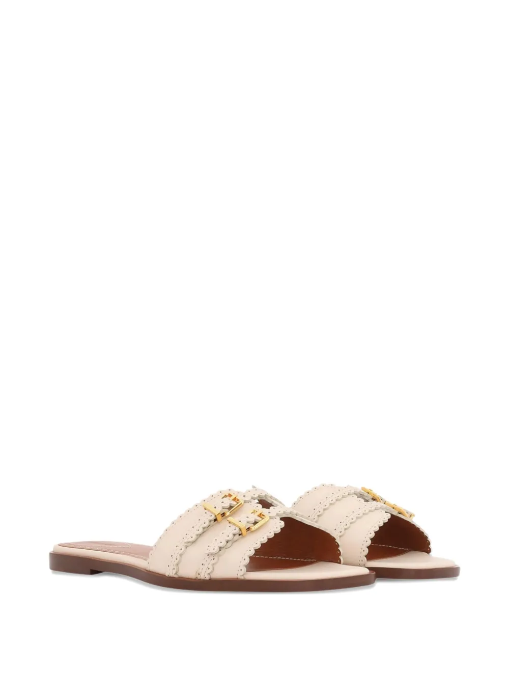 ZIMMERMANN Goldie leren sandalen met gesp Beige
