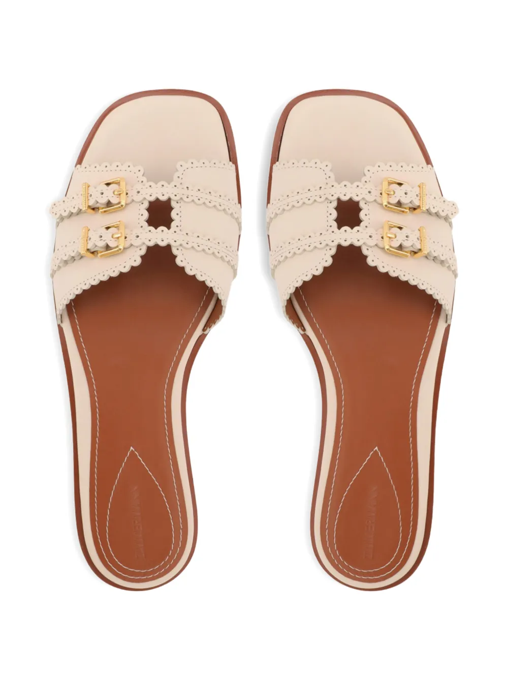 ZIMMERMANN Goldie leren sandalen met gesp Beige