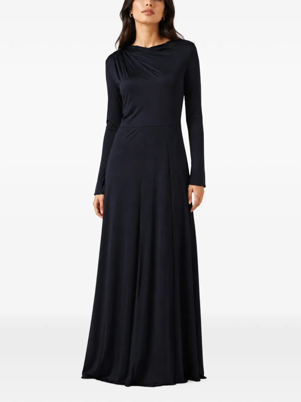Fabiana Filippi draped long-sleeved maxi dress Blauw