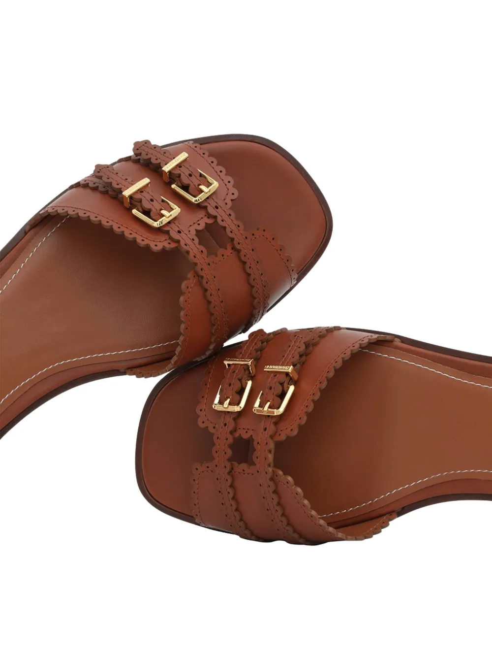 ZIMMERMANN Goldie gewelfde leren sandalen Bruin