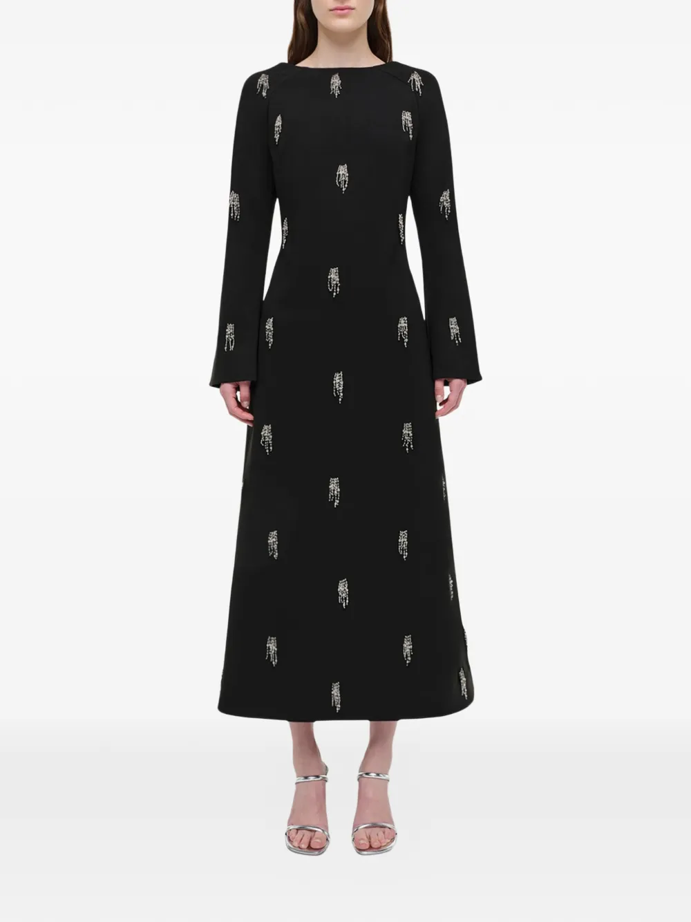 SIMKHAI Coretta midi-jurk met lange mouwen Zwart