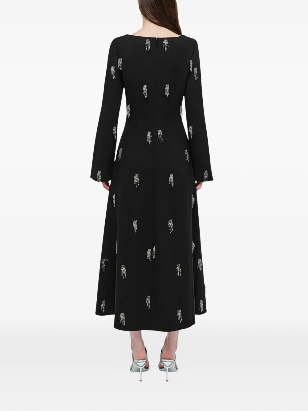 SIMKHAI Coretta midi-jurk met lange mouwen Zwart