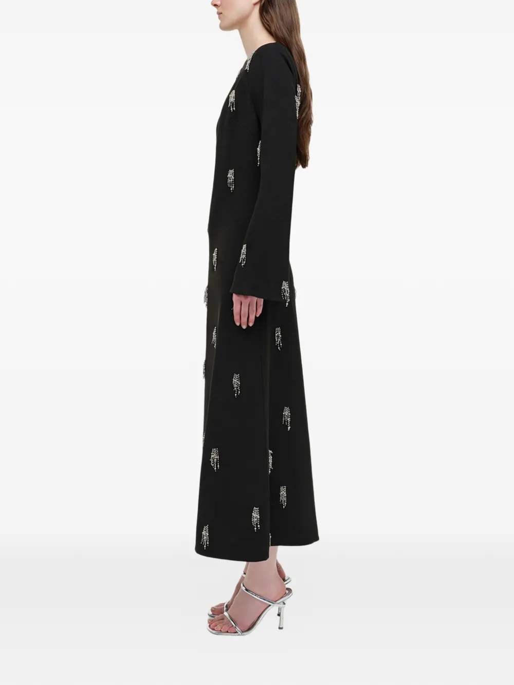 SIMKHAI Coretta midi-jurk met lange mouwen Zwart