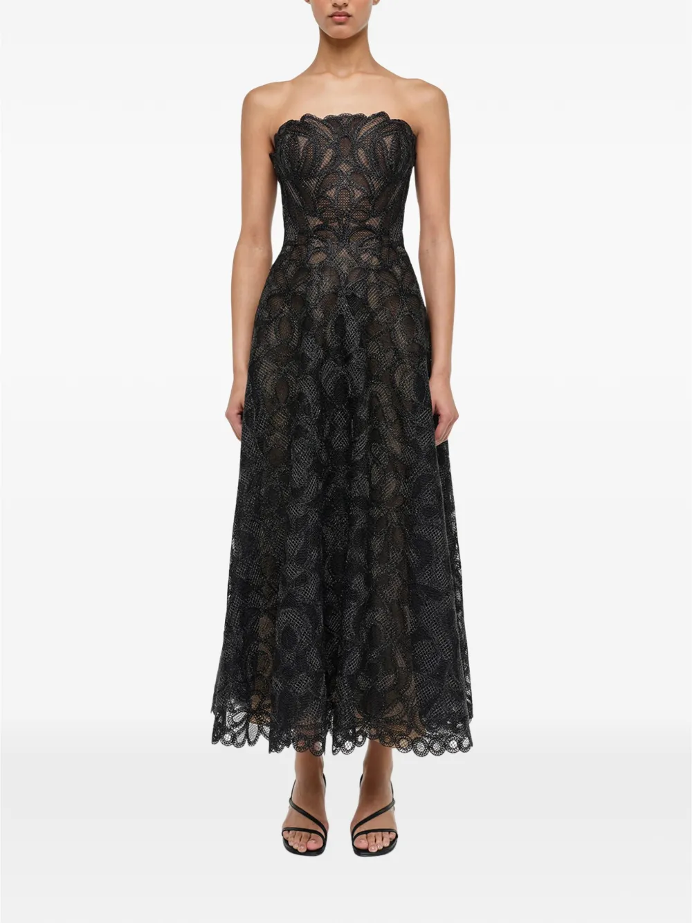Simkhai Elvina midi-jurk met bustier Zwart