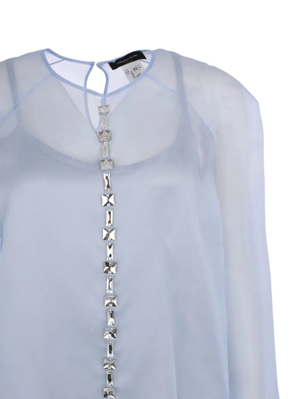 Fabiana Filippi crystal-embellished organza blouse Blauw