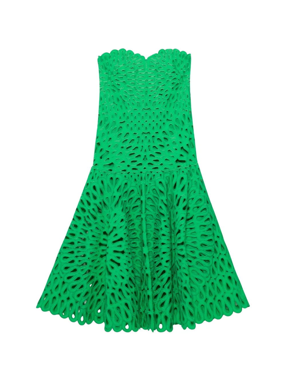 SIMKHAI Florence eyelet-embroidered strapless midi dress Groen