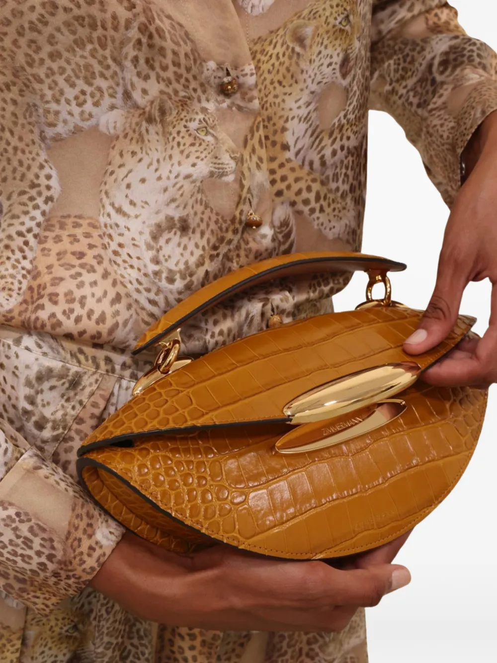 ZIMMERMANN Wavelength shopper met krokodillen-reliëf Bruin