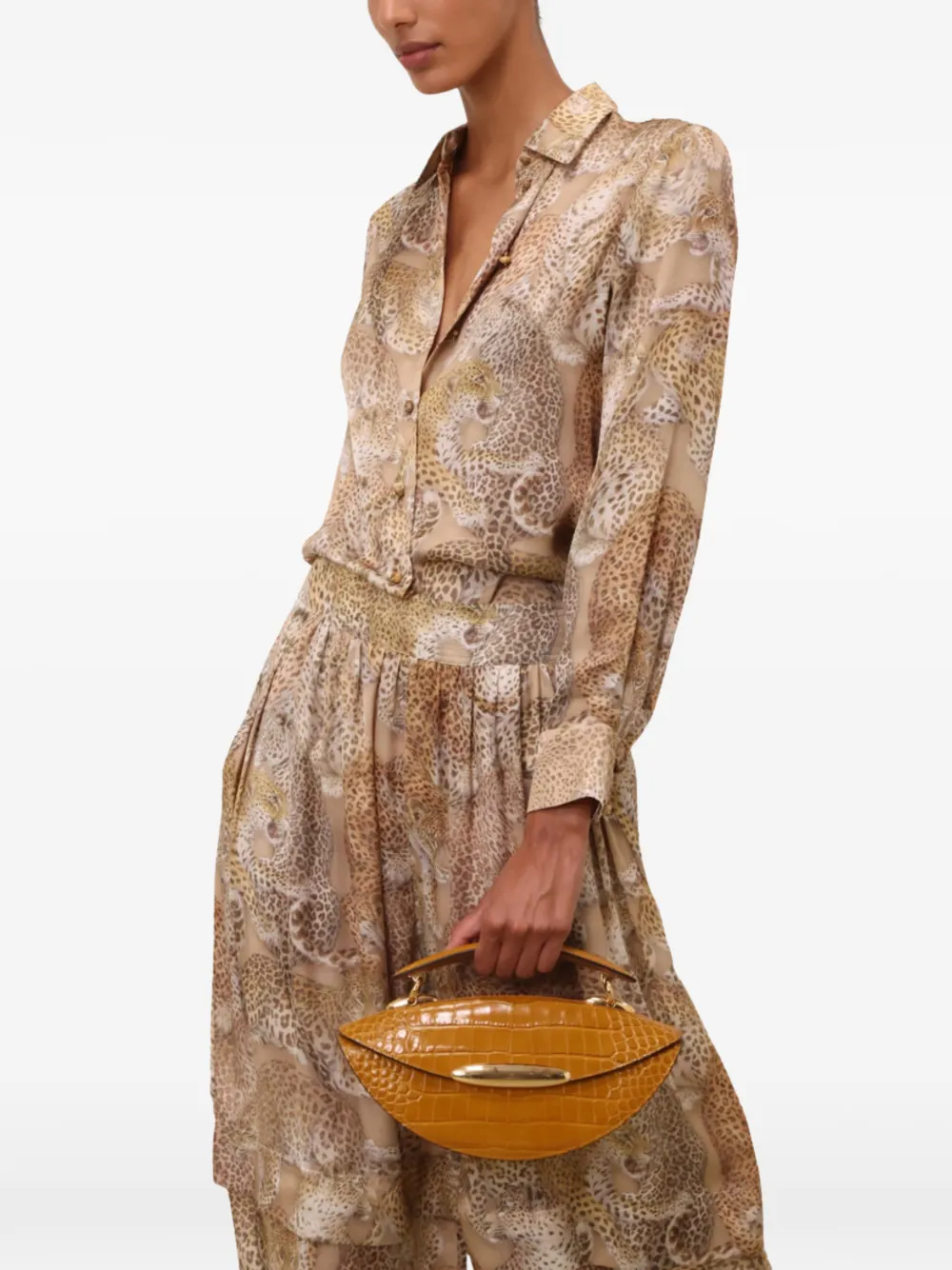 ZIMMERMANN Wavelength shopper met krokodillen-reliëf Bruin