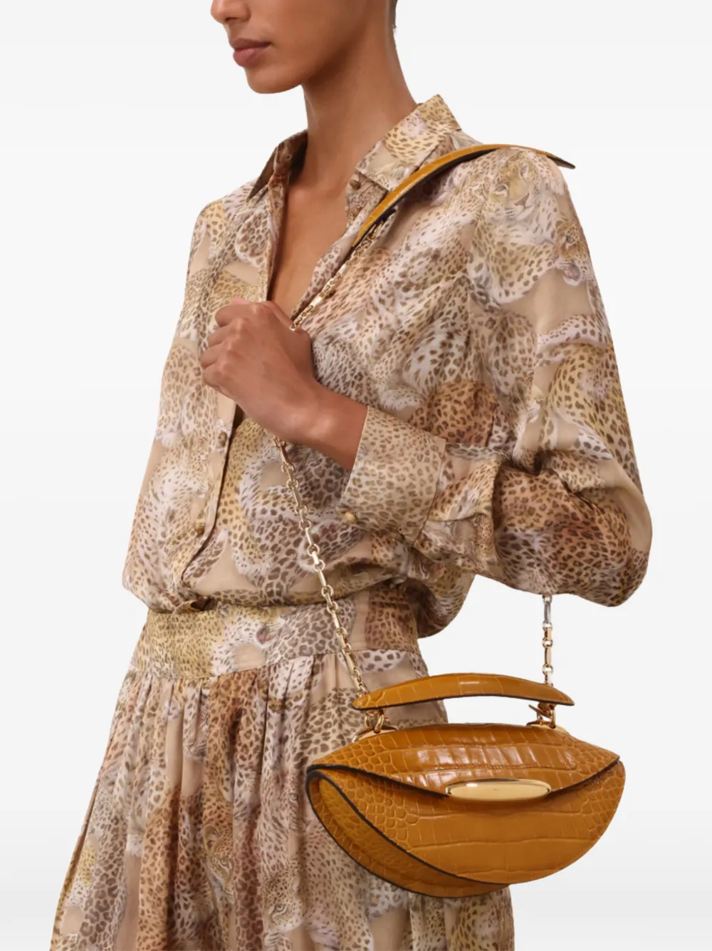 ZIMMERMANN Wavelength shopper met krokodillen-reliëf Bruin
