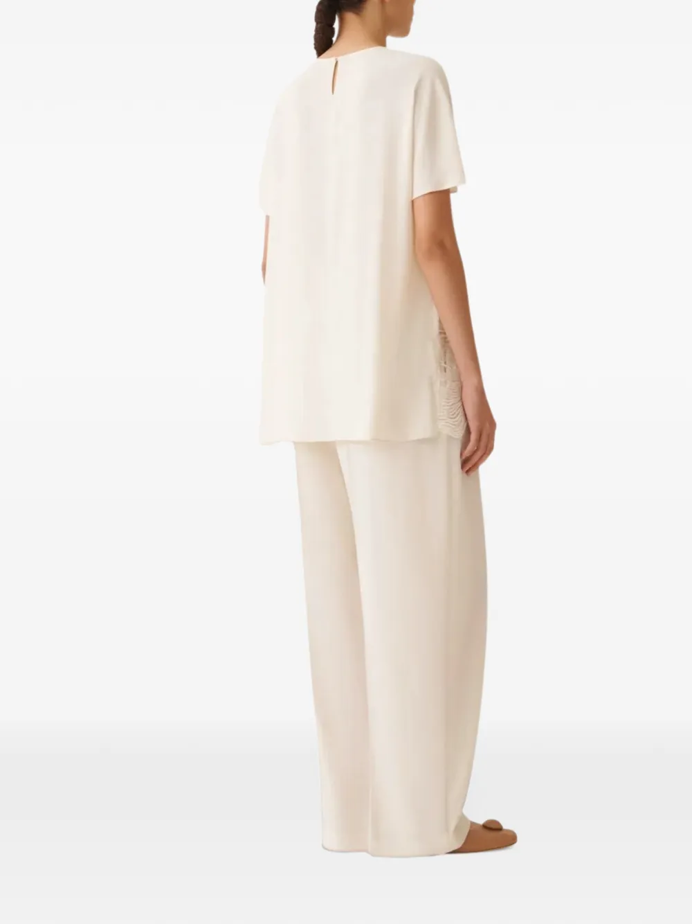 Fabiana Filippi lace-trim blouse Beige