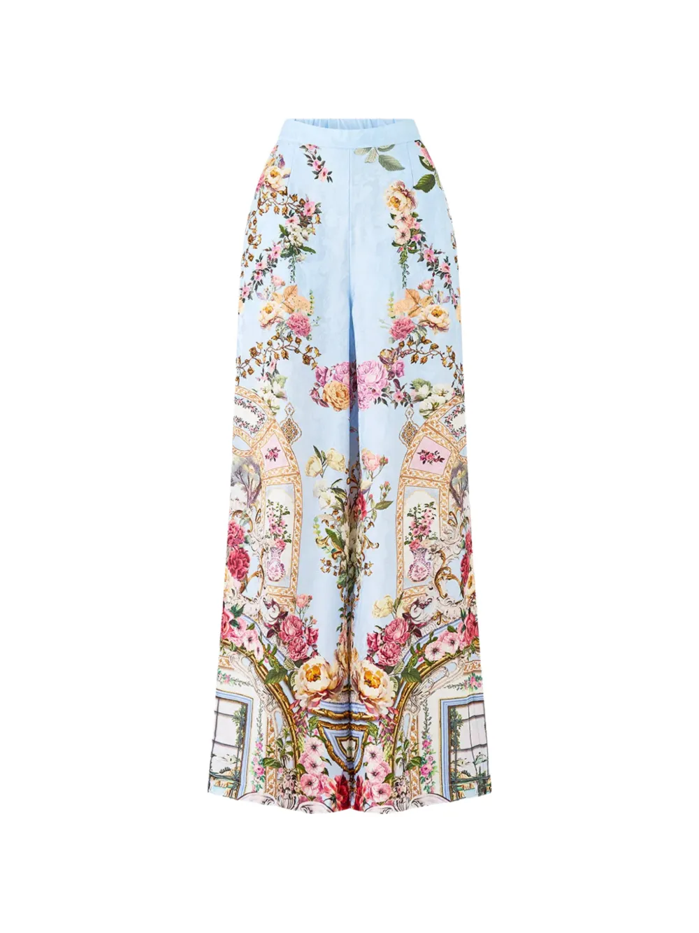 Camilla Tiled In Time floral wide-leg trousers - Blu