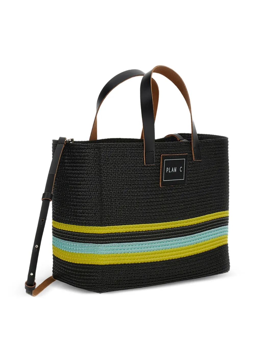  Plan C Raffia Tote Bag - Black 