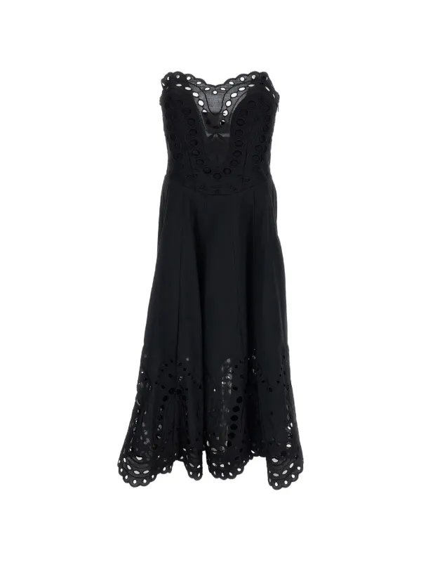 charo ruiz black dress Ibiza Marlin broderie-anglaise Strapless Midi | Maxi dress