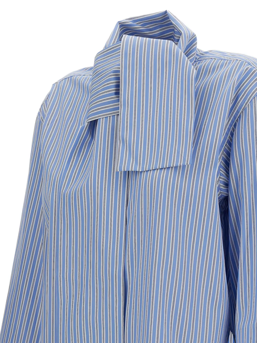  Plan C Striped Scarf Shirt - Blue 