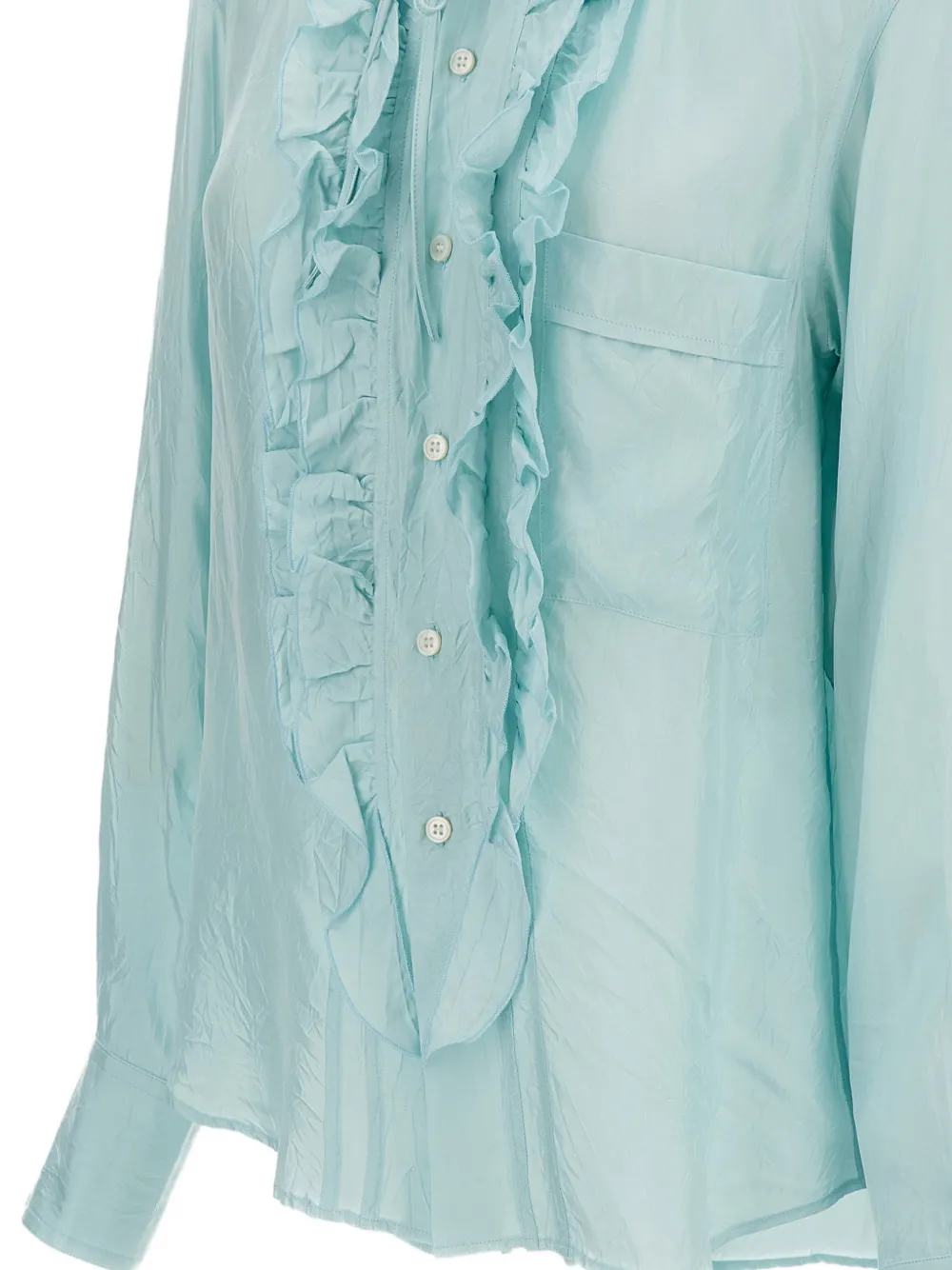  Plan C Ruffled-detail Blouse - Blue 