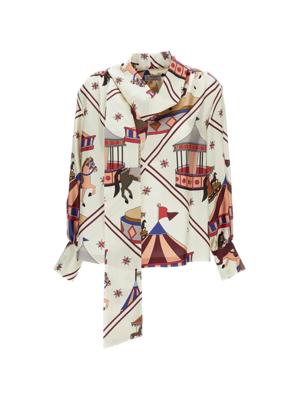 Alberto Biani printed scarf silk blouse - Toni neutri