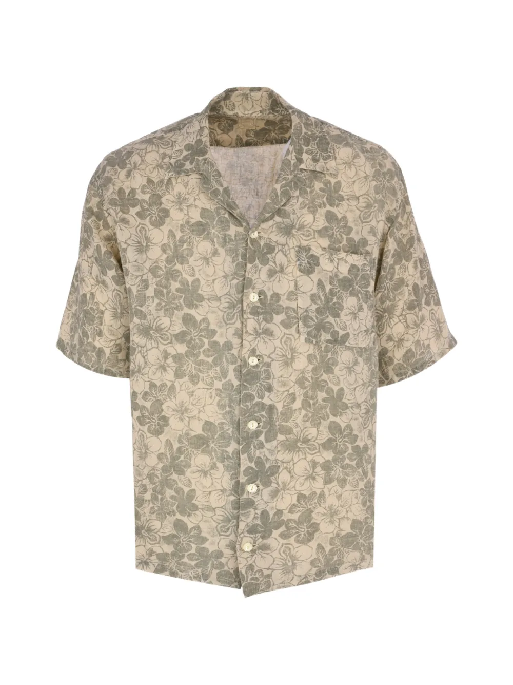 120% Lino floral shirt - Toni neutri
