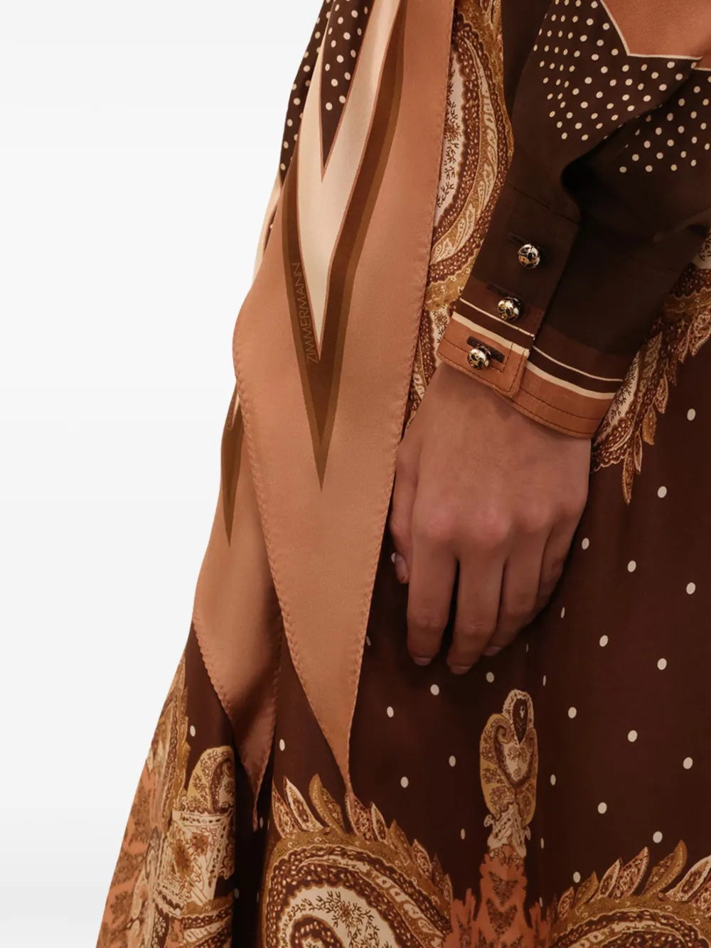 ZIMMERMANN Blousejurk met paisley-print Bruin