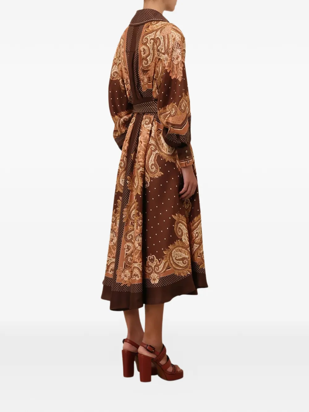 ZIMMERMANN Blousejurk met paisley-print Bruin
