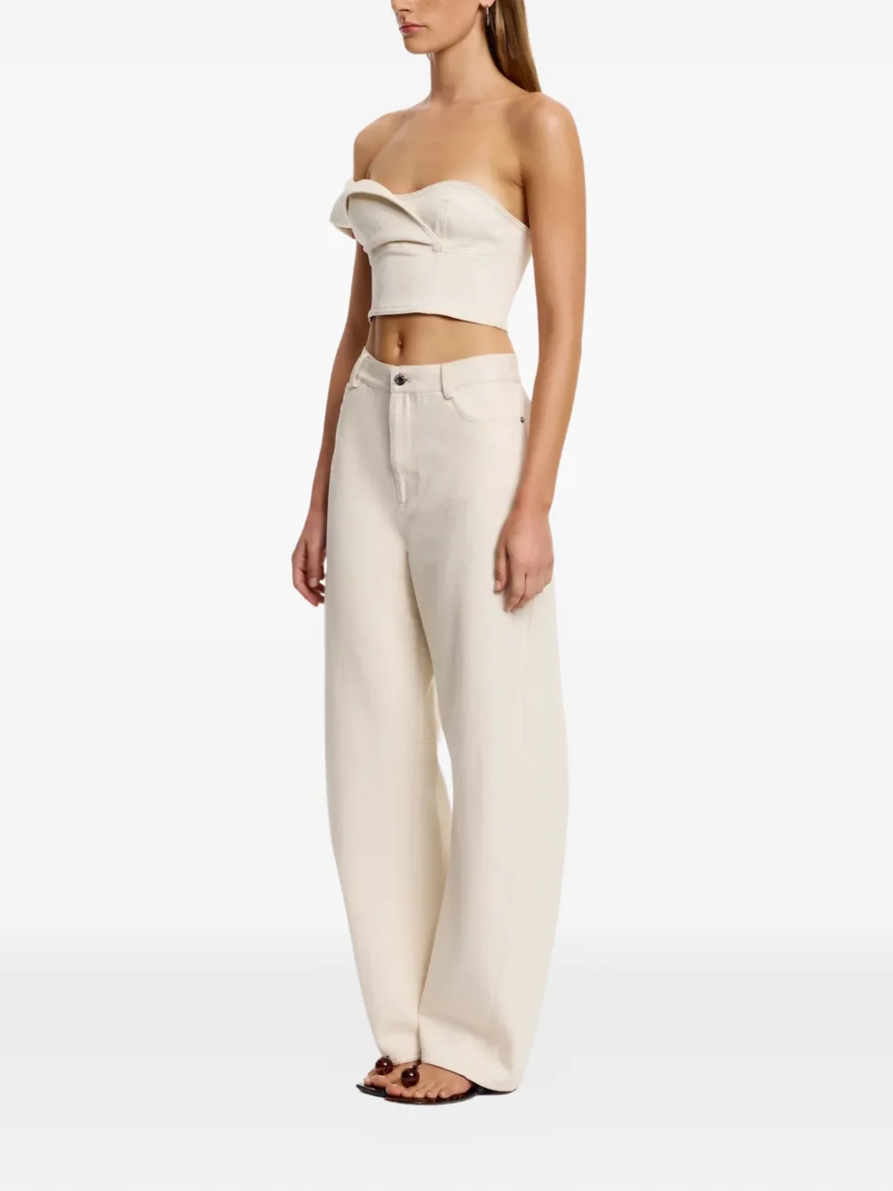 SIGNIFICANT OTHER Flori top met ruches Beige