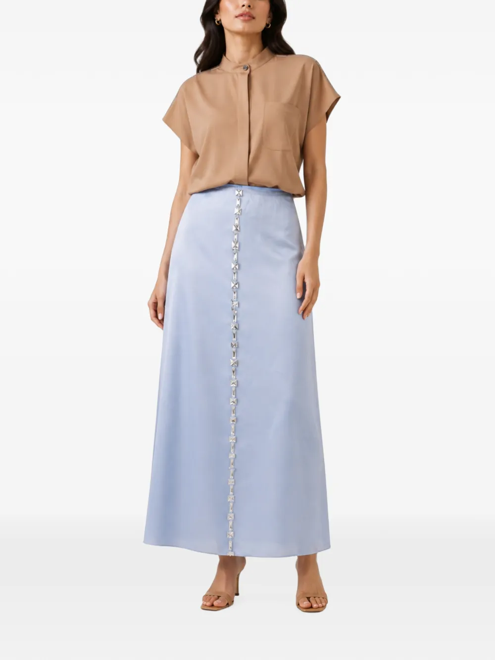 Fabiana Filippi embellished organza midi skirt Blauw