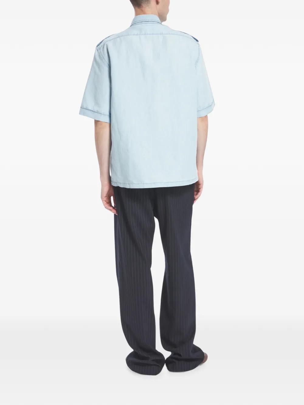 Barena Elastische broek met krijtstreep Blauw